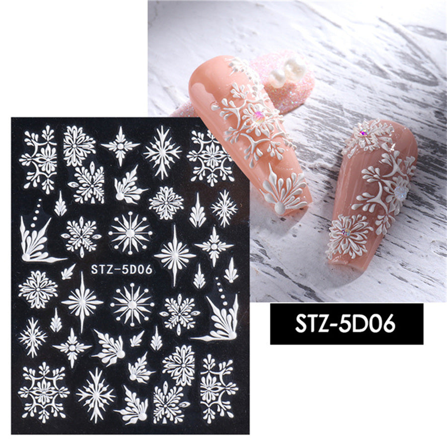 French Adhesive Snowflake Nail Stickers